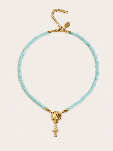Ankh Amazonite Rosary Choker