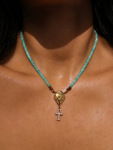 Ankh Amazonite Rosary Choker