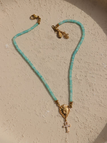 Ankh Amazonite Rosary Choker