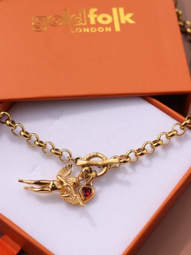 Juliet Cherub Necklace - Garnet