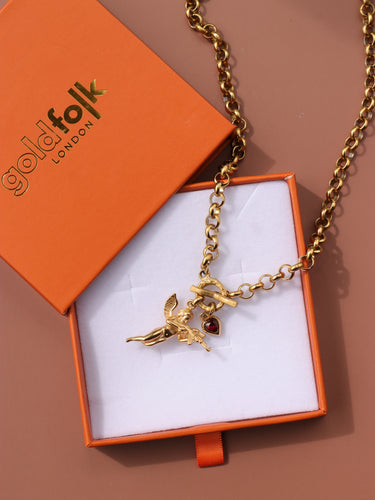 Juliet Cherub Necklace - Garnet