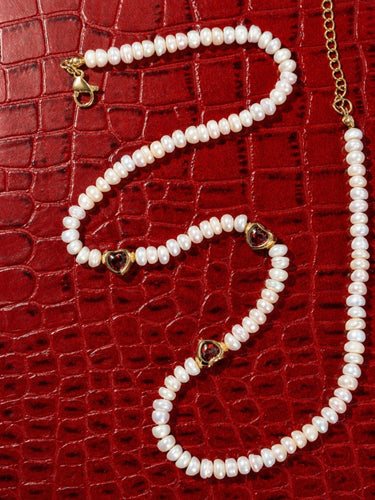 3A+ Pearl Heart Choker
